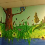wetlands-mural-fort-dudak-roots-squirrel-pond-trees-cattails-skunk-birds-image